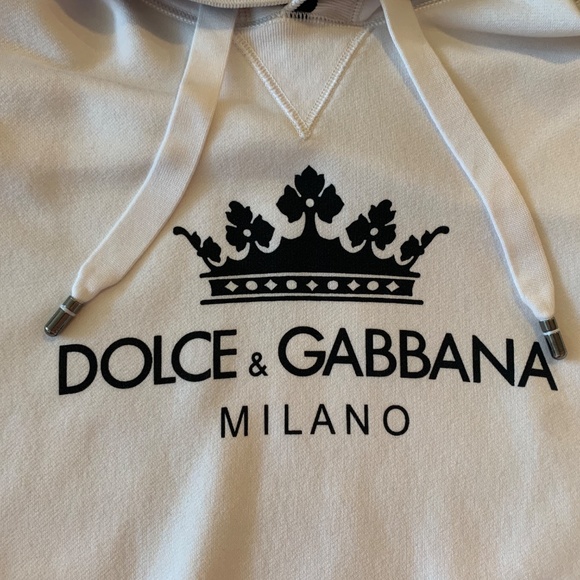 Dolce & Gabbana Men's White Logo Hoodie Sz 48 - Picture 6 of 15